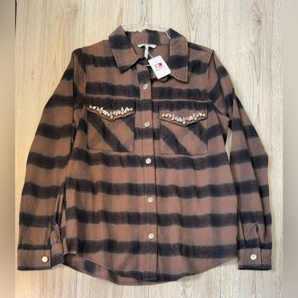BKE Tops - BKE Brown and Black Striped Shirt button up top button down